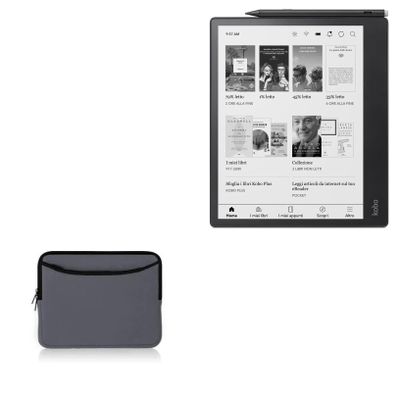 BoxWave Case Compatible with Kobo Elipsa 2E - SoftSuit with Pocket, Soft Pouch Neoprene Cover Sleeve Zipper Pocket - Charcoal Grey