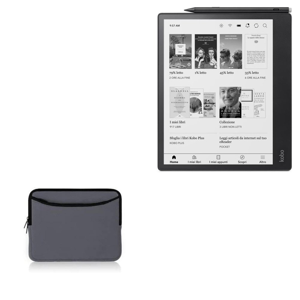 BoxWave Case Compatible with Kobo Elipsa 2E - SoftSuit with Pocket, Soft Pouch Neoprene Cover Sleeve Zipper Pocket - Charcoal Grey