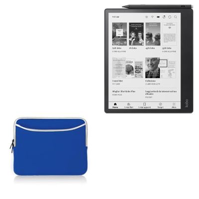 BoxWave Case Compatible with Kobo Elipsa 2E - SoftSuit with Pocket, Soft Pouch Neoprene Cover Sleeve Zipper Pocket - Super Blue