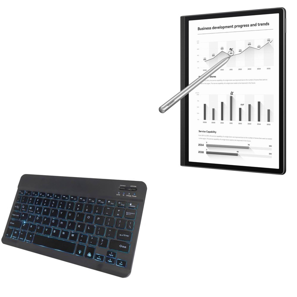 BoxWave Keyboard Compatible with Huawei MatePad Paper (10.3 in) - SlimKeys Bluetooth Keyboard - with Backlight, Portable Slim LED 7 Colors - Jet Black