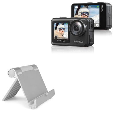 BoxWave Stand and Mount Compatible with AKASO Brave 7 - VersaView Aluminum Stand, Portable, Multi Angle Viewing Sturdy