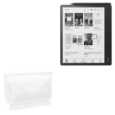 BoxWave Case Compatible with Kobo Elipsa 2E - Elite Leather Messenger Pouch, Synthetic Leather Cover Case Envelope Design - Ivory White