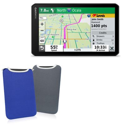 BoxWave Case Compatible with Garmin dezlCam OTR710 (8 in) - SlipSuit, Soft Slim Neoprene Pouch Protective Case Cover - Super Blue/Charcoal Grey (Reversible)