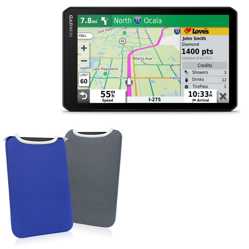 BoxWave Case Compatible with Garmin dezlCam OTR710 (8 in) - SlipSuit, Soft Slim Neoprene Pouch Protective Case Cover - Super Blue/Charcoal Grey (Reversible)