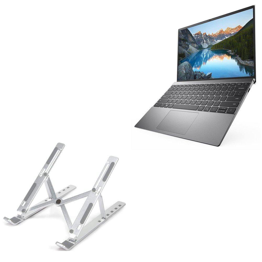 BoxWave Stand and Mount Compatible with Dell Inspiron 13 5310 (13.3 in) - Compact QuickSwitch Stand, Portable Multi Angle Viewing Foldable Riser - Metallic Silver