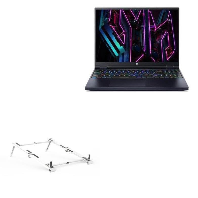 BoxWave Stand and Mount Compatible with Acer Predator Helios 16 - Pocket Aluminum Stand 3-in-1, Portable Multi Angle Viewing Riser - Metallic Silver