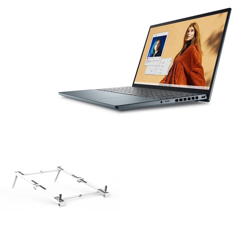 BoxWave Stand and Mount Compatible with Dell Inspiron 14 Plus 7420 (14 in) - Pocket Aluminum Stand 3-in-1, Portable Multi Angle Viewing Riser - Metallic Silver