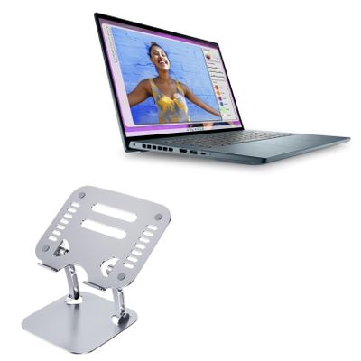 BoxWave Stand and Mount Compatible with Dell Inspiron 16 Plus 7620 (16 in) - Executive VersaView Laptop Stand, Ergonomic Adjustable Viewing Angle Metallic Riser - Metallic Silver