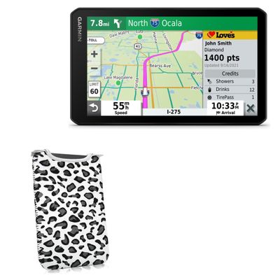 BoxWave Case Compatible with Garmin dezlCam OTR710 (8 in) - Snow Leopard Plush SlipSuit, Animal Leopard Print Padded Soft Sleeve