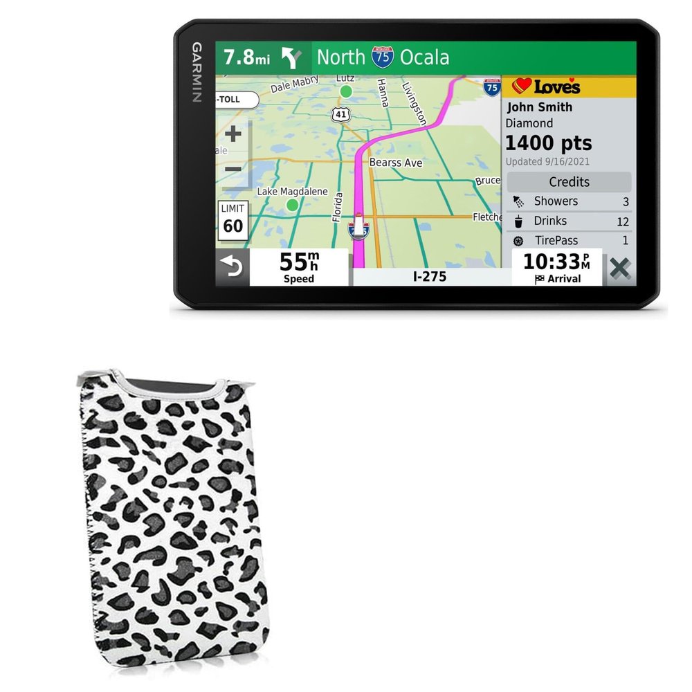 BoxWave Case Compatible with Garmin dezlCam OTR710 (8 in) - Snow Leopard Plush SlipSuit, Animal Leopard Print Padded Soft Sleeve