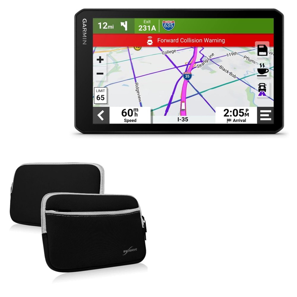 BoxWave Case Compatible with Garmin dezlCam OTR710 (6 in) - SoftSuit with Pocket, Soft Pouch Neoprene Cover Sleeve Zipper Pocket - Jet Black