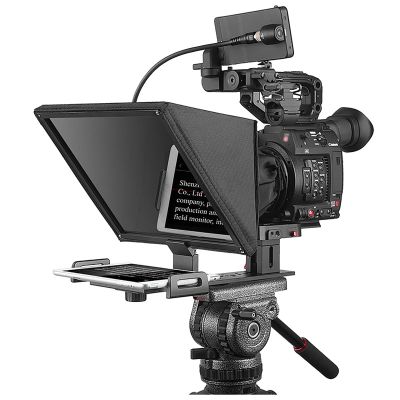 ERICAT 11-Inch Little Prompter, Portable Mini Teleprompter with Remote Control, Supports 24mm Shooting Wide Angle and Removable Sun Hood, 70/30 Beam Split Glass and Adjustable Lens Height, for Live
