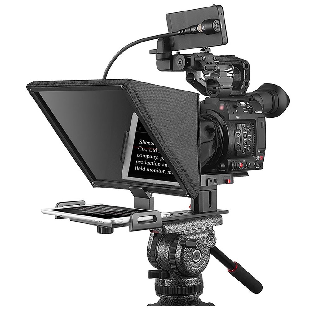 ERICAT 11-Inch Little Prompter, Portable Mini Teleprompter with Remote Control, Supports 24mm Shooting Wide Angle and Removable Sun Hood, 70/30 Beam Split Glass and Adjustable Lens Height, for Live