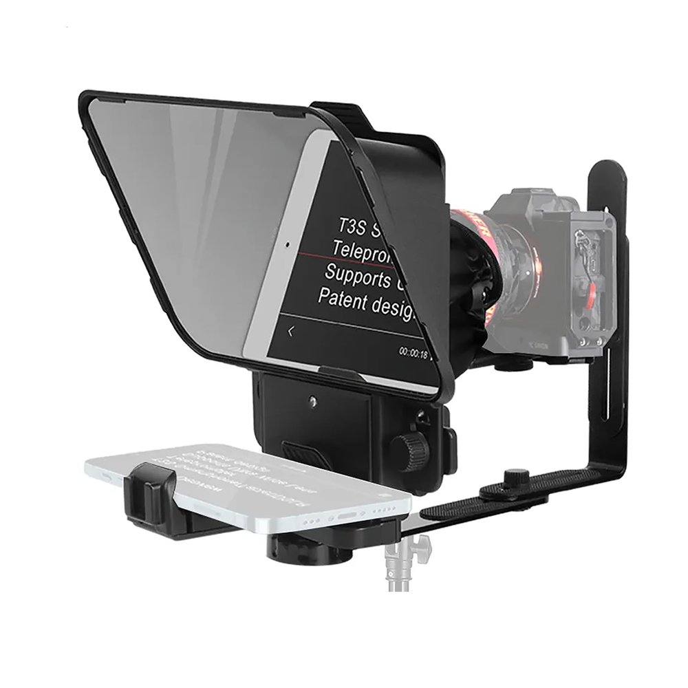Aluminum Teleprompters, Portable Mini Prompter with Remote Control, Supports 24mm Shooting Wide Angle and Retractable Base DesignAdjustable Lens Height and Easy to Install, for Video Recording