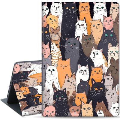 Case for Samsung Galaxy Tab S8 Plus 2022/S7 FE 2021/S7 Plus 2020 12.4 Inch, Lightweight Protective, Multiple Angle, PU Leather Slim Folio Stand Smart Cover with Auto Wake/Sleep, Cat