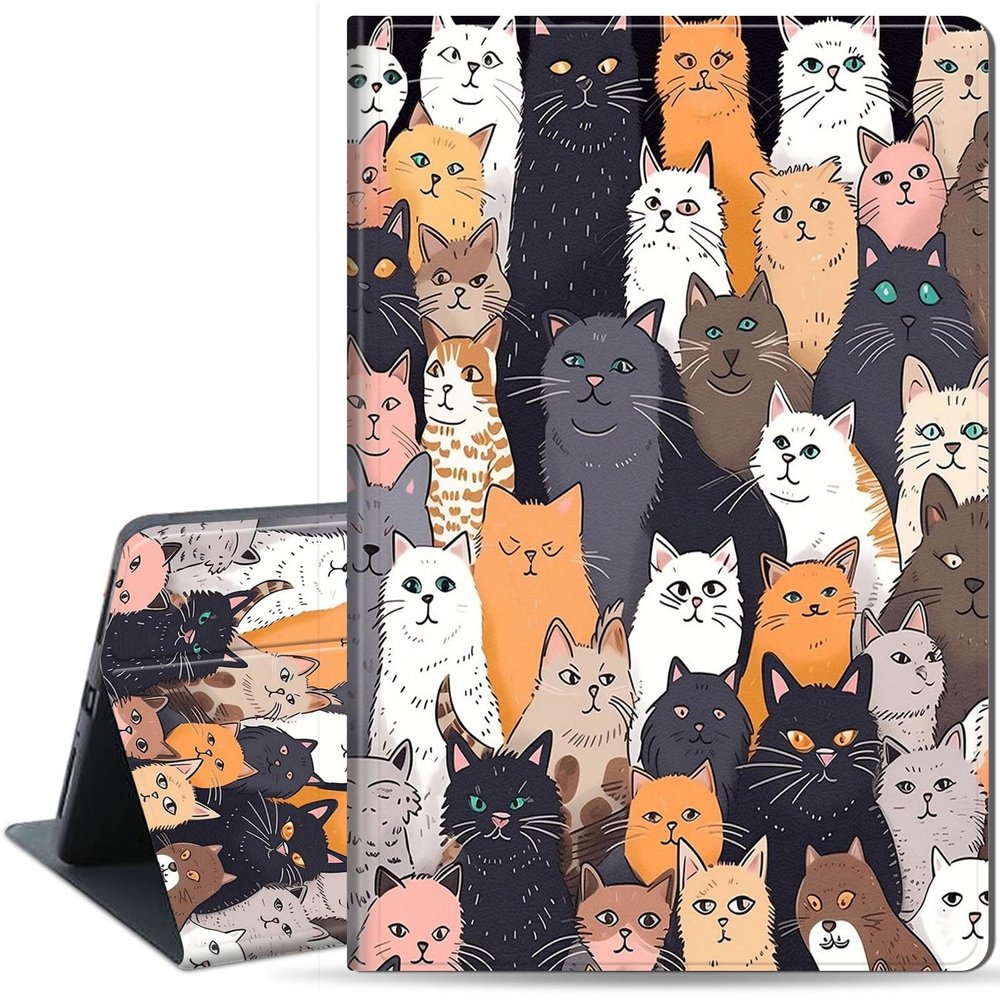 Case for Samsung Galaxy Tab S8 Plus 2022/S7 FE 2021/S7 Plus 2020 12.4 Inch, Lightweight Protective, Multiple Angle, PU Leather Slim Folio Stand Smart Cover with Auto Wake/Sleep, Cat