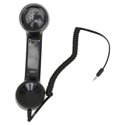 HEEPDD Retro Handheld Cell Phone Receiver, Black Wired Telephone Handset with Microphone, 3.5mm Connector for Mobile Phones, Computers