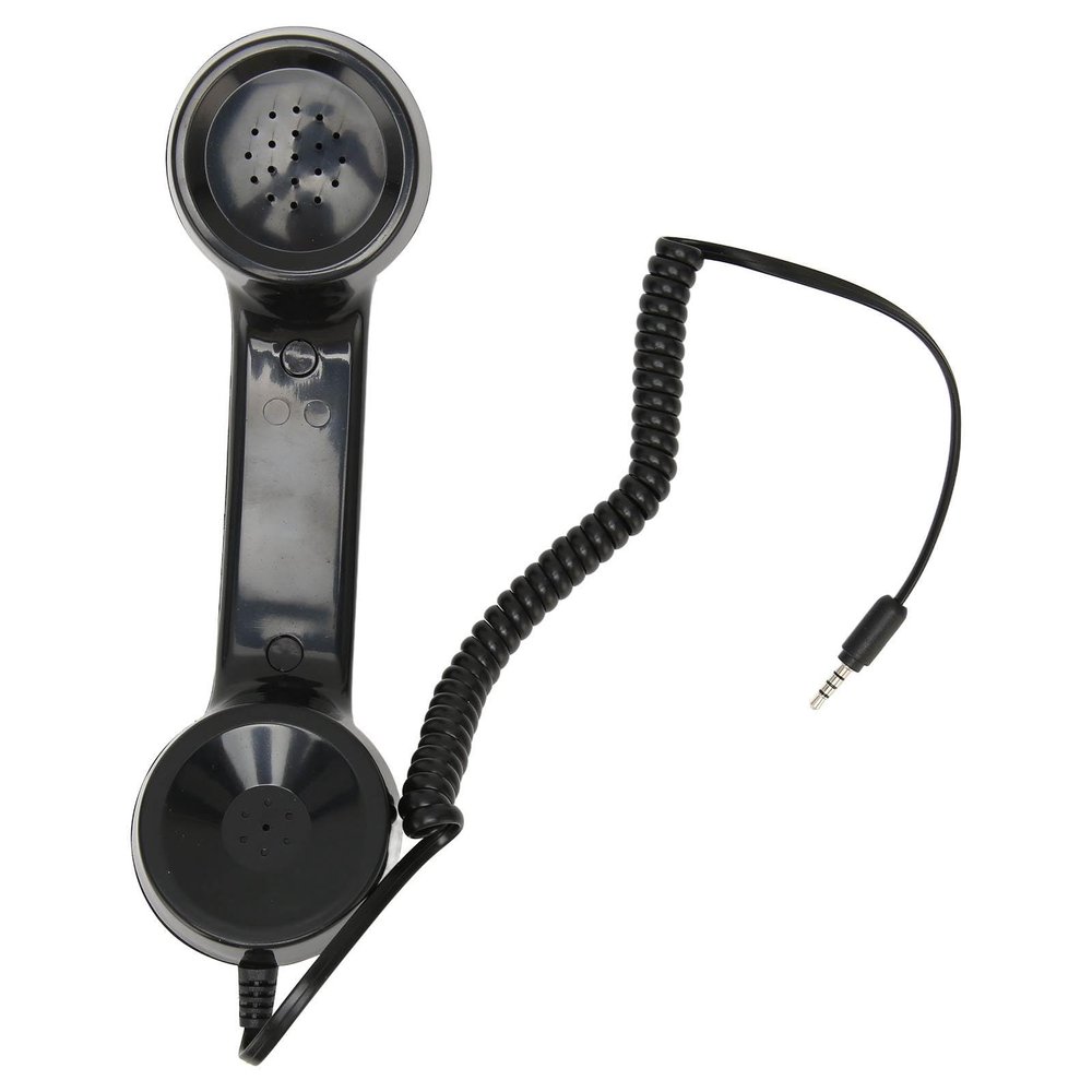 HEEPDD Retro Handheld Cell Phone Receiver, Black Wired Telephone Handset with Microphone, 3.5mm Connector for Mobile Phones, Computers
