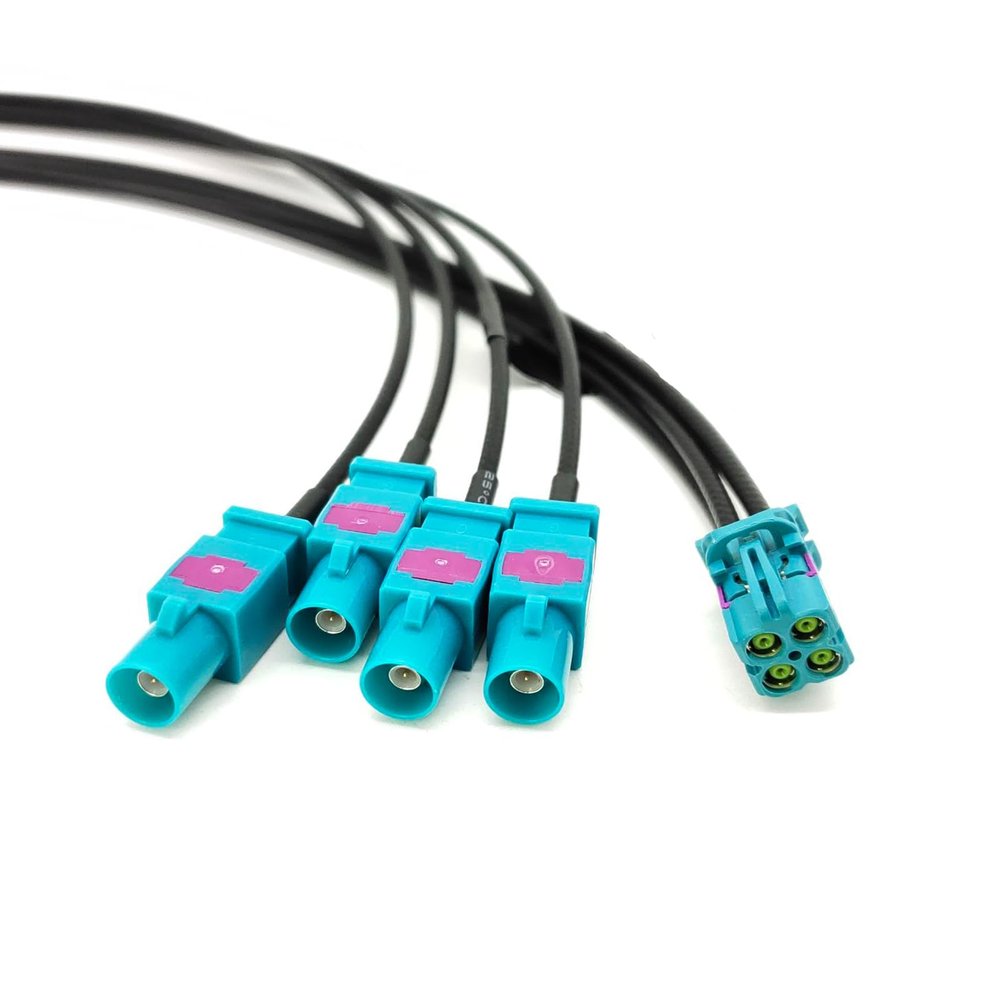 GXMRHWY Mini Fakra 4 in 1 to FAKRA Z Straight Male Plug Female Four Ports Vehicle LVDS Cable Adapter RF Coaxial Extension RG316 50CMCompatible with TE Connectivity