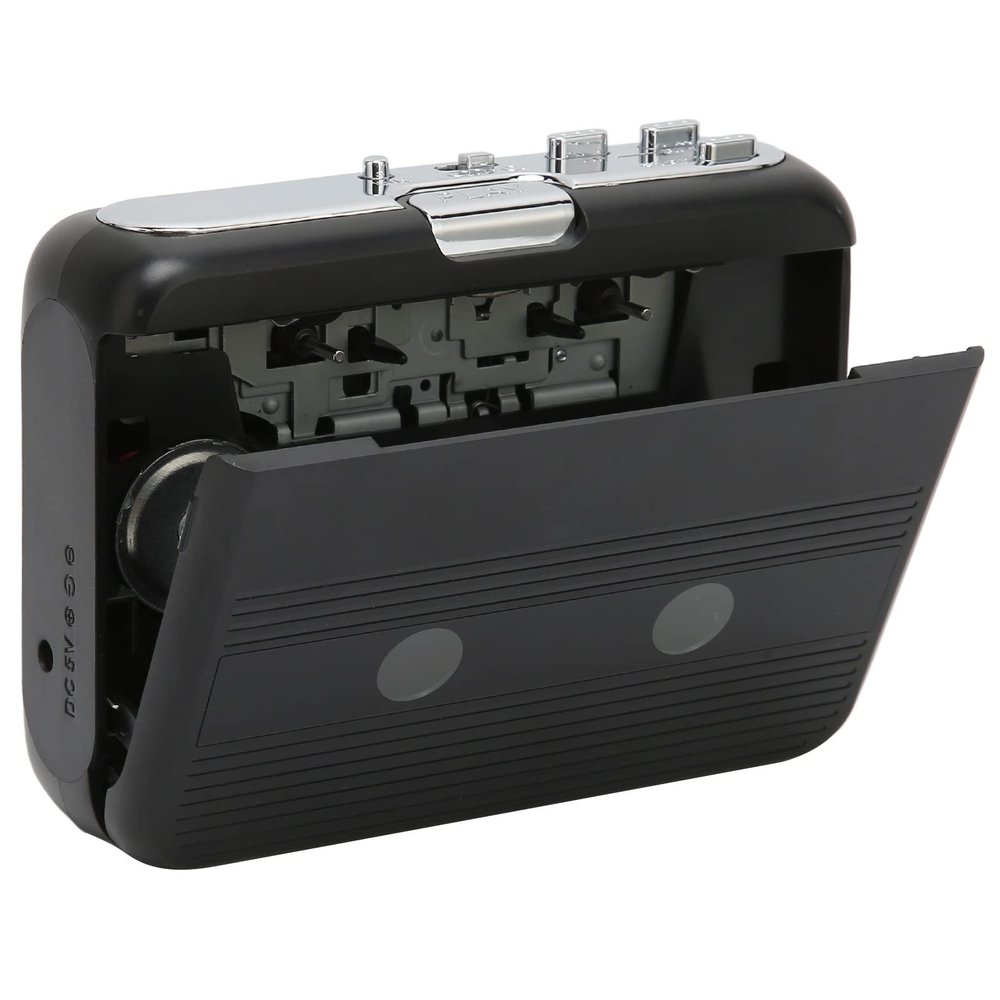 Portable BT5.0 Cassette Player, TON007B Cassette Tape Player with Headphone, Auto Reverse Function, FM Radio Function, Lower Power Consumption Cassette Player (Black)