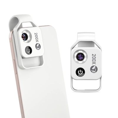 200X Mobile Phone Microscope,HD Optical Lens Digital Microscope with Universal Clip,Universal Portable Microscope for an-DRO-id and Apple Mobile Phones/CPL Polarizer,White