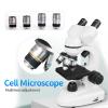 6000x-15000x Biological Hd Microscope, Digital Led Lab Compound Microscope, with Wide-Field 10x + 50x Eyepieces + 30 Specimens + Display Screen,15000X view 2