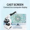 6000x-15000x Biological Hd Microscope, Digital Led Lab Compound Microscope, with Wide-Field 10x + 50x Eyepieces + 30 Specimens + Display Screen,15000X view 3