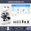 6000x-15000x Biological Hd Microscope, Digital Led Lab Compound Microscope, with Wide-Field 10x + 50x Eyepieces + 30 Specimens + Display Screen,15000X view 4