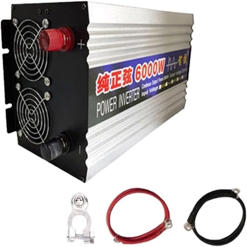Pure Sine Wave Inverter 1KW1.6W2KW3KW4KW5KW6KW8KW Voltage Converter 12V/24V/48V/60V DC to AC 110V 120V Power Pure Sine Wave Car Solar Energy Inverter Current Stabilizer for Camping (48Vto110V,6000W)