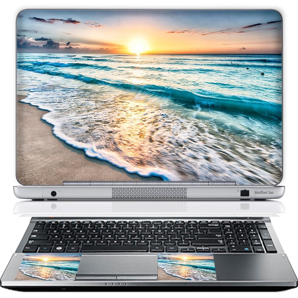 11.6 12 Inch Laptop Skin Sticker Cover Premium Sticker Cover Art Decal Decorative (Included 2 Wrist Pad Skins) - Sunset Beach