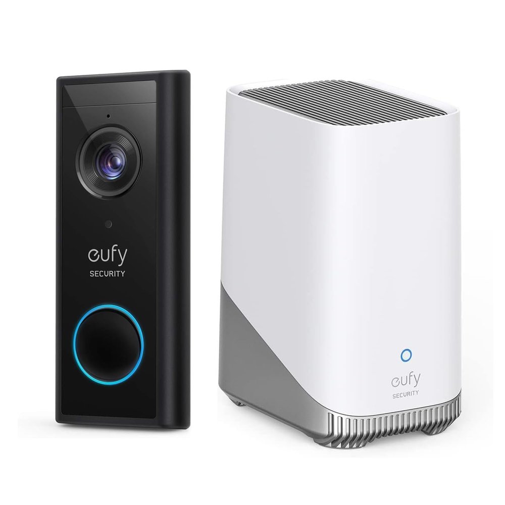 eufy Security, Wireless Video Doorbell S220 Add-on with 2K Resolution and eufy Security HomeBase S380 (HomeBase 3)
