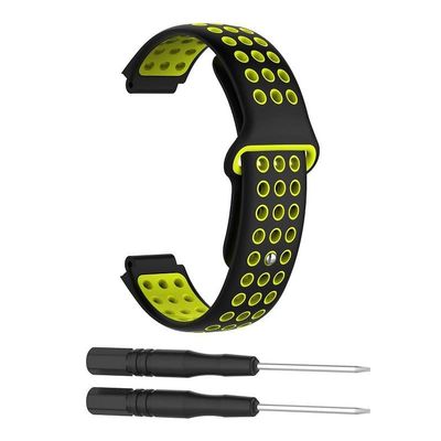 EEOMOiK Silicone Watch band For Garmin Forerunner 220 230 235 630 620 735 Approach S20 S6 S5 GPS SamrtWatch Wrist bands Sport (Color : Black-yellow)
