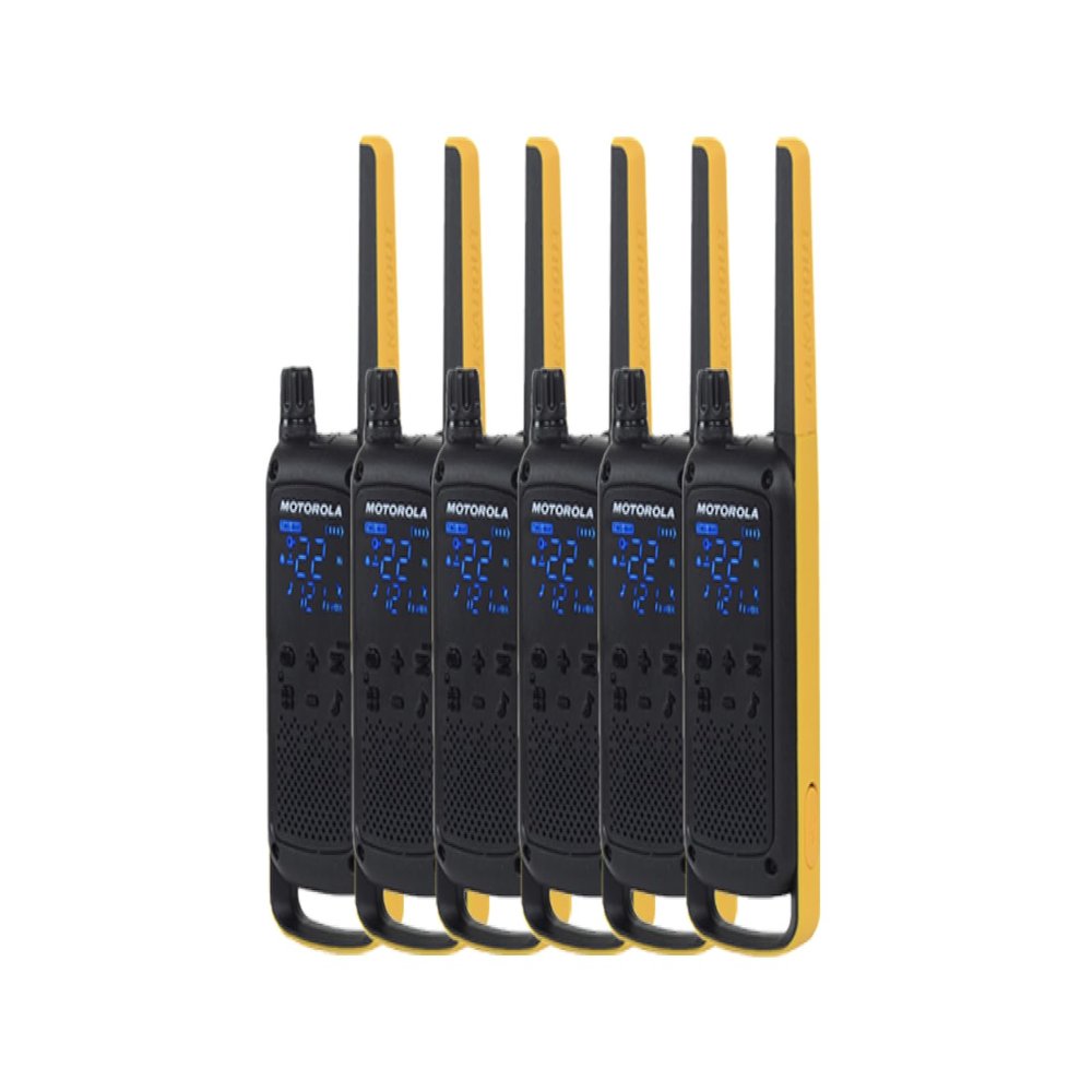 Motorola Talkabout T470 Two Way Radio 6-Pack Walkie Talkies Black/Yellow 22 Channels License Free