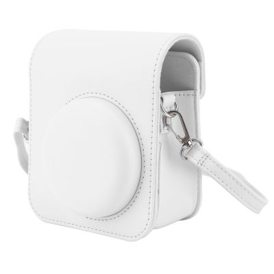 Gugxiom Instant Camera Case for Mini 12, PU Leather Protective Travel Case, Camera Carrying Case with Adjustable Shoulder Strap (White)