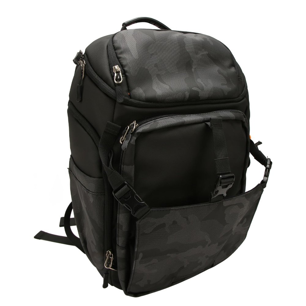 Camera Backpack, USB Charging Port Large Capacity Camera Bag Nylon Oxford for Outdoor Photography (Orange Grey)