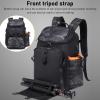 Camera Backpack, USB Charging Port Large Capacity Camera Bag Nylon Oxford for Outdoor Photography (Orange Grey) view 3