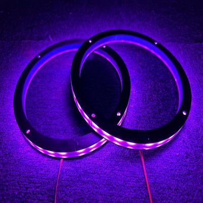 2PCS 8" RGB Car LED Speaker Ring Lights Coaxial Speaker Rings Decorative Light Kit Multi-Colors Changing Coaxial Lights Spacer Ring Light Bluetooth/Remote Control
