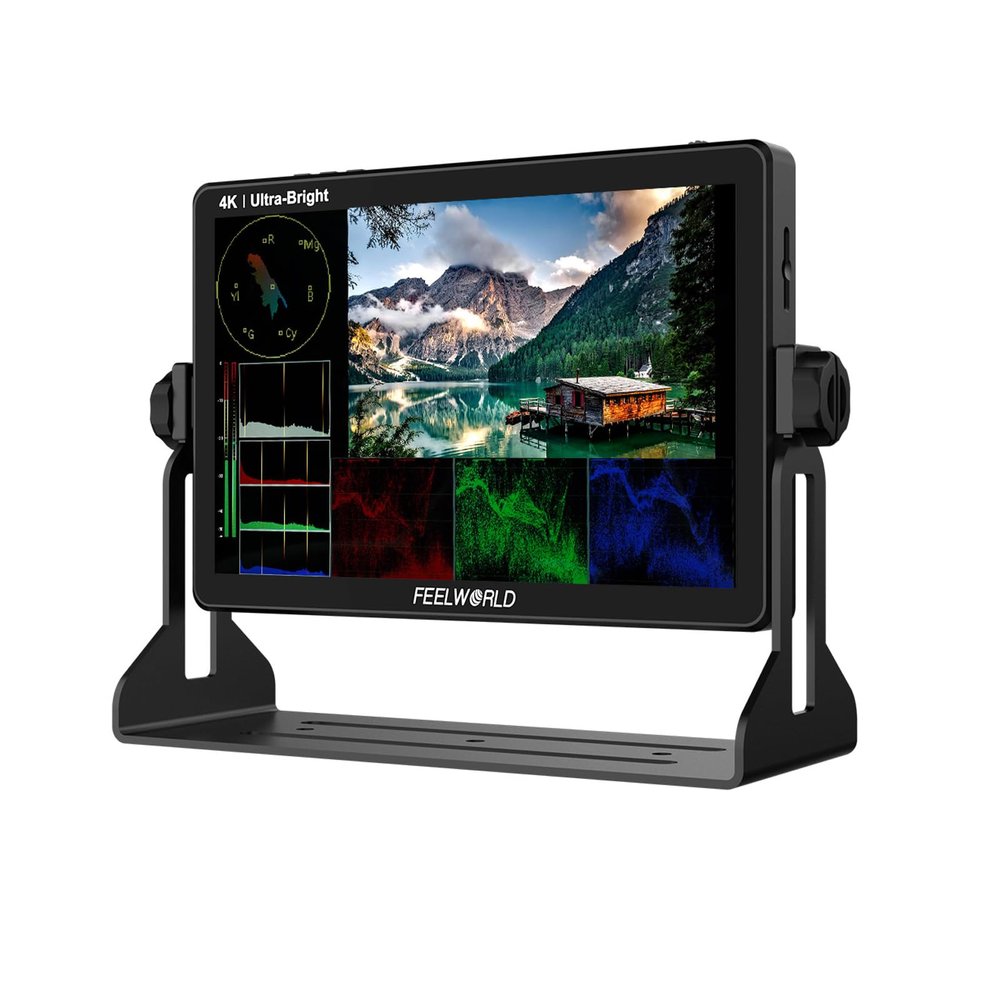 FEELWORLD 10.1 Inch Ultra Bright 2000nit DSLR Camera Field Monitor Touch Screen 4K HDMI F970 External Power and Install Kit(LUT11H)