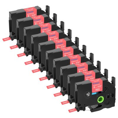 10 Pack Cruxer Replacement for Product Brother TZe-425 TZe425 TZ425 9mm 0.35" Laminated Red Tape White Text Compatible with Brother P-Touch PT-D210 D220 D600 D200 H110 D400 PT-D710BT Label Maker