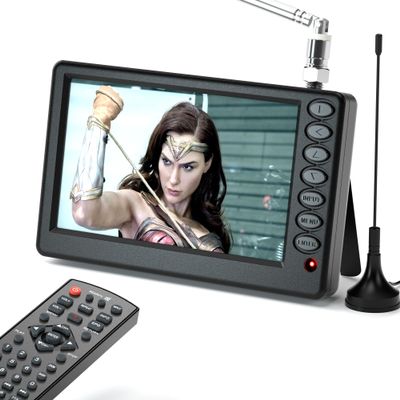 VQP 5 Inch Portable Mini TV for Car, Pocket Battery Operated With Remote, USB Port & TF Card Slot, Small Digital/Analog ATSC for Kitchen Camping