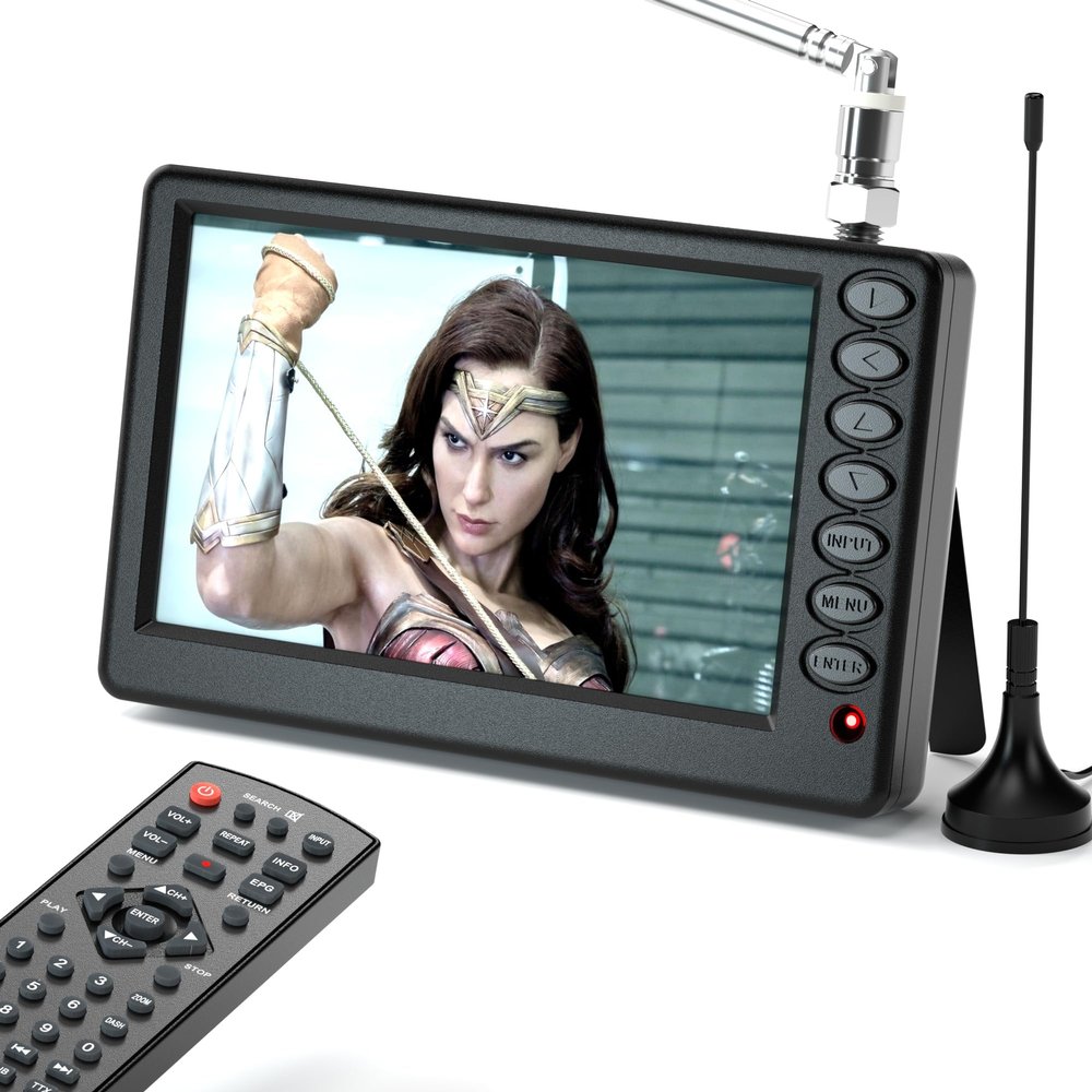 VQP 5 Inch Portable Mini TV for Car, Pocket Battery Operated With Remote, USB Port & TF Card Slot, Small Digital/Analog ATSC for Kitchen Camping