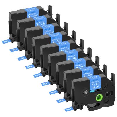 9X Cruxer Replacement for TZe-525 TZe525 Brother Label Tape 0.35" 9mm Laminated Blue Tape White Text for Brother P Touch PT-D210 PT-D220 PT-D600 PT-D200 PT-H110 PT-D400 PT-D610BT Label Maker