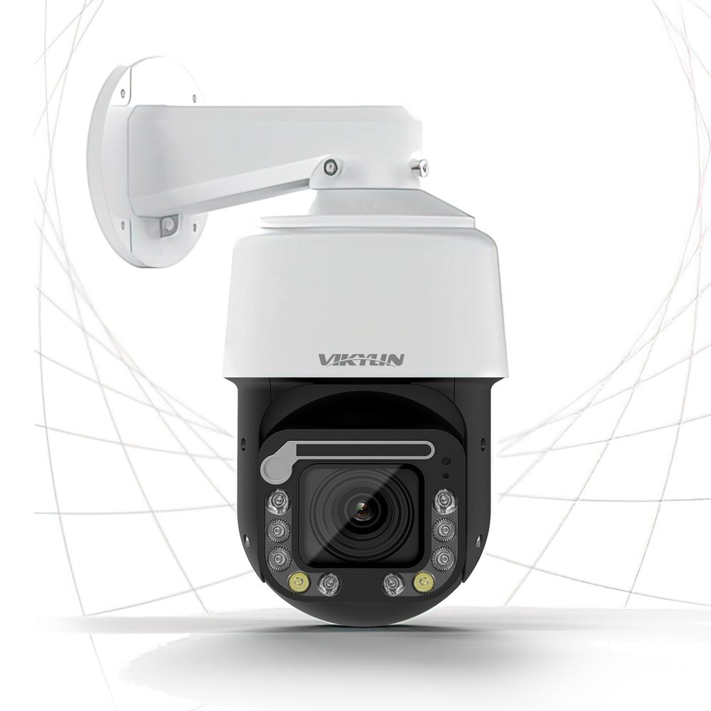VIKYLIN 4K PTZ Outdoor Camera 8MP IP POE Auto Tracking Pan Tilt 18xOptical Zoom with Wiper,Spotlights Color Night Vision,AI Human/Vehicle Detection,2-Way Talk, SD (512GB)
