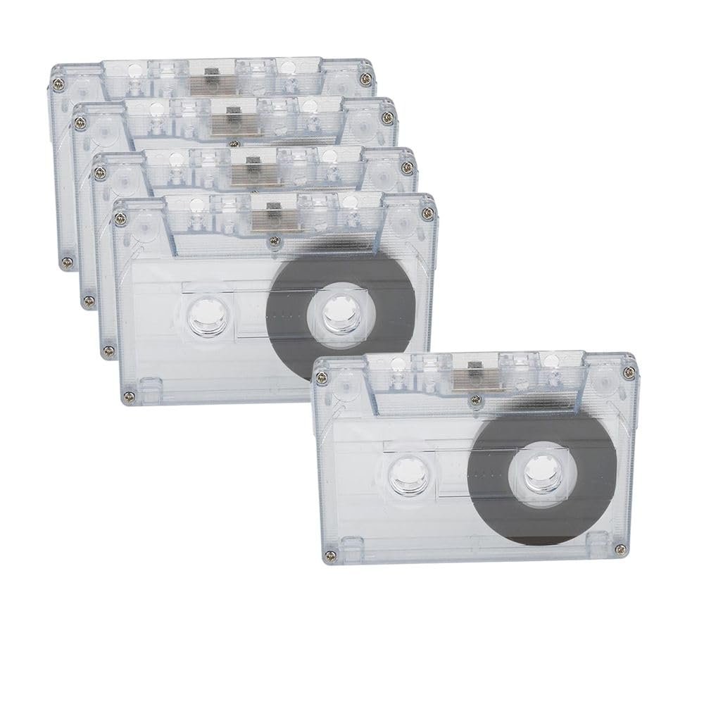 Standard 60 Minutes Blank Cassette Tape for Music Speech Lectures Dictating Recording - 5PCS, White