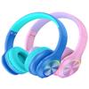 2024 Bluetcooth Kids Headphones Fit for Aged 3-21, Colorful LED Lights Comfort Wireless Headphones with Microphone 94dB Volume Limited for School/iPad/PC/TV/Cellphones, Wired & TF Card Mode, Blue,Pink view 1
