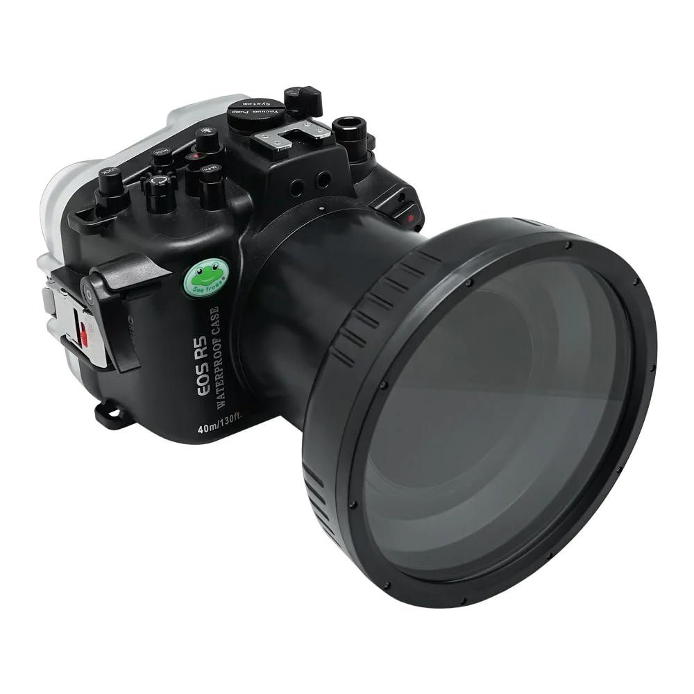 Seafrogs 40M/130FT Underwater Camera Housing Waterproof Case for Canon R5 with Flat Port (100mm), Compatible with EF 24-70mm F2.8 II/EF 24-105mm F4 and RF 15-35 f2.8 / RF 24-105mm f4L Lens