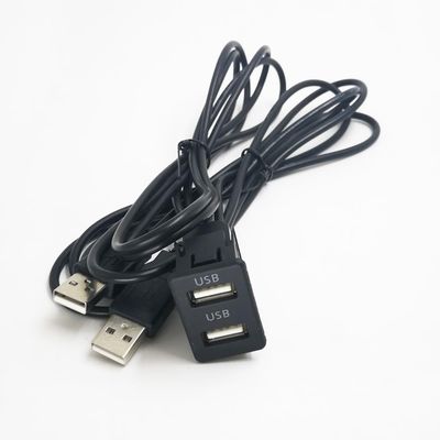 NONROT 150CM Car Dash Flush Mount Two USB Port Panel Auto Boat Dual USB Extension Cable Adapter for Volkswagen for Toyota