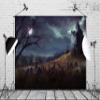 BELECO 12x8ft Fabric Halloween Graveyard Backdrop Horror Night Haunted House Dark Forest Photography Background for Halloween Theme Party Decorations Kids Adults Family Photoshoot Studio Photo Props view 2