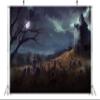 BELECO 12x8ft Fabric Halloween Graveyard Backdrop Horror Night Haunted House Dark Forest Photography Background for Halloween Theme Party Decorations Kids Adults Family Photoshoot Studio Photo Props view 3