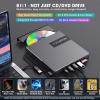 ROOFULL External CD DVD Drive with 4* USB Ports and 2* SD/TF Card Slot for Laptop, USB 3.0 Type-C CD-R/RW/ROM Reader Writer Burner DVD Player Disc Drive for PC Mac Windows 11/10 MacBook Linux Computer view 2
